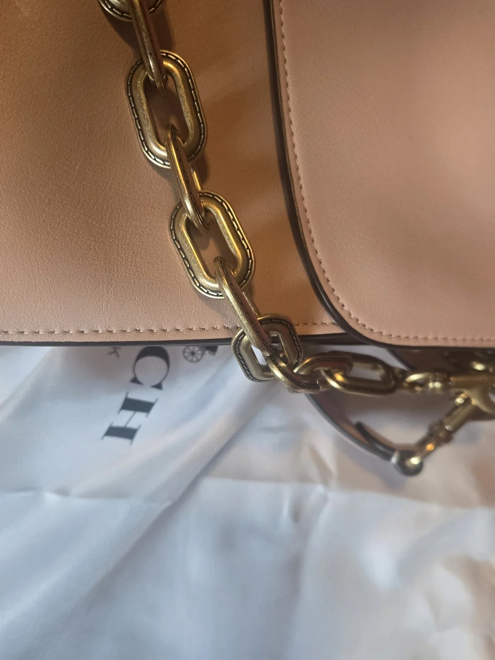 Coach Pink Shoulder Bag with Gold Chain